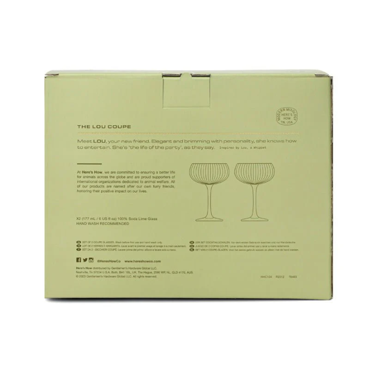 HERE'S HOW - THE LOU COUPE GLASS | SET OF 2 | OLIVE