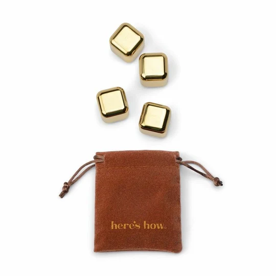 HERE'S HOW - THE RUBY COCKTAIL CHILLERS IN GOLD | SET OF 4