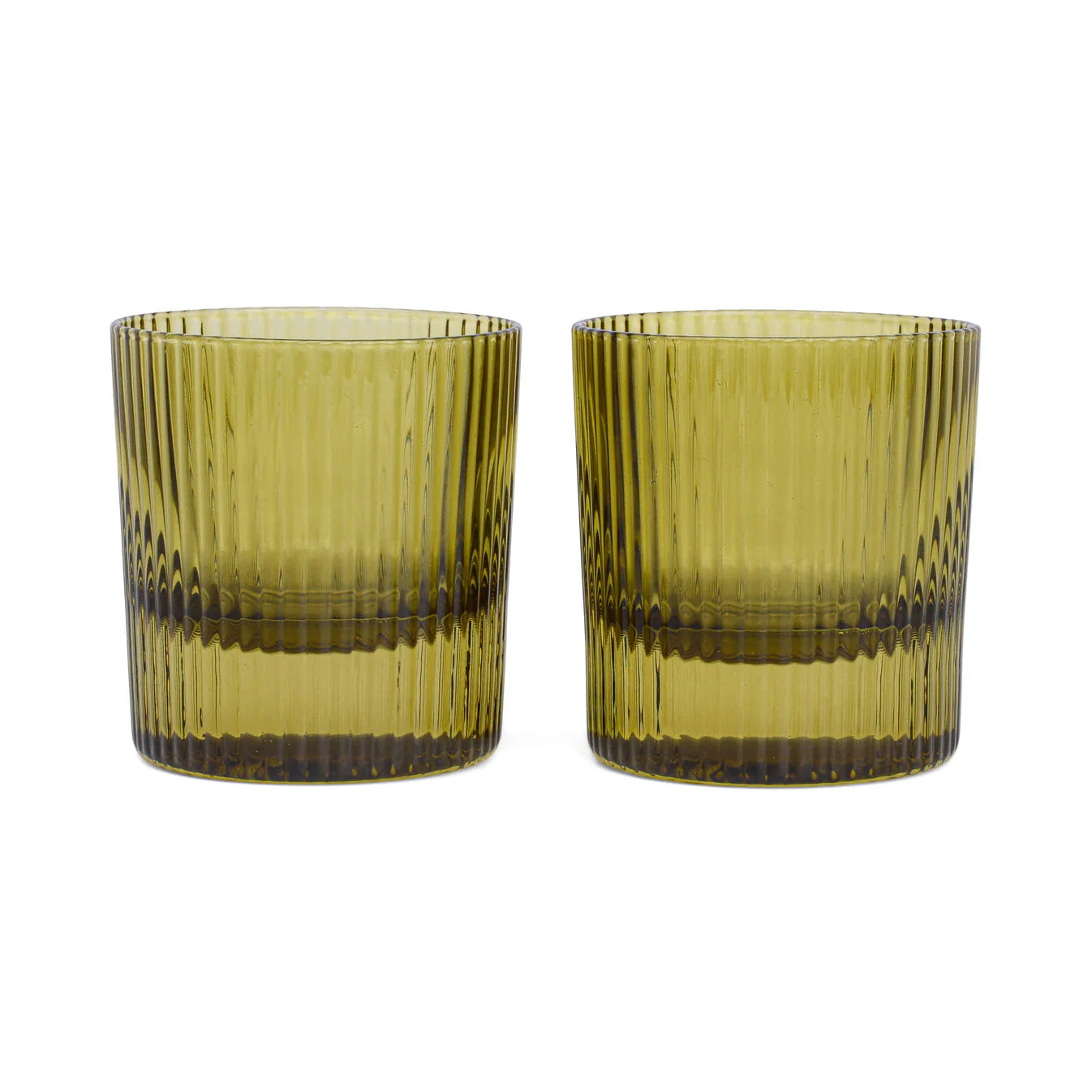 HERE'S HOW - THE SCOUT | LOWBALL GLASSES | SET OF 2 IN OLIVE