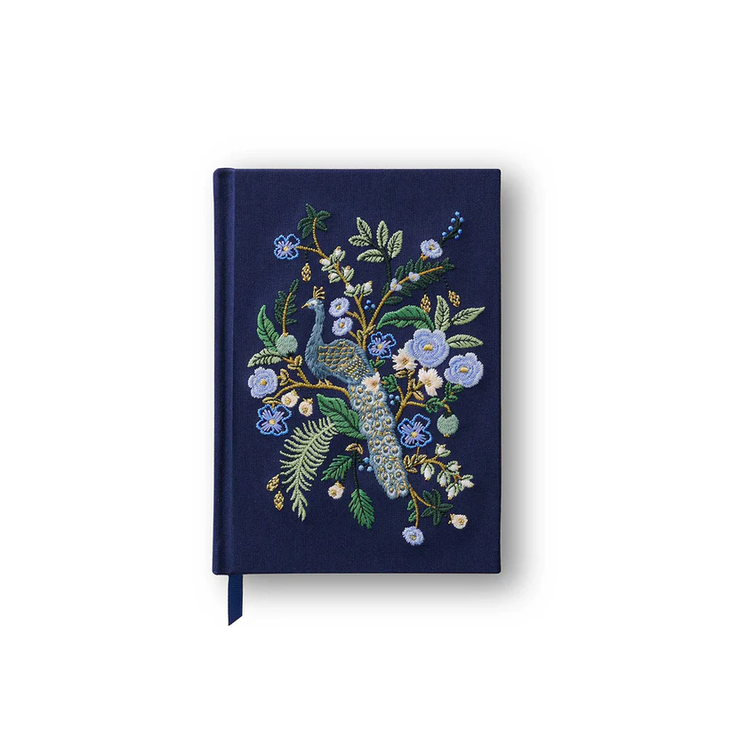 RIFLE PAPER CO - EMBROIDERED FABRIC JOURNAL | PEACOCK