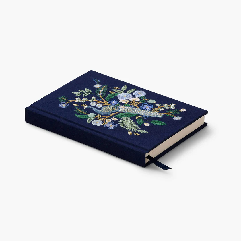 RIFLE PAPER CO - EMBROIDERED FABRIC JOURNAL | PEACOCK