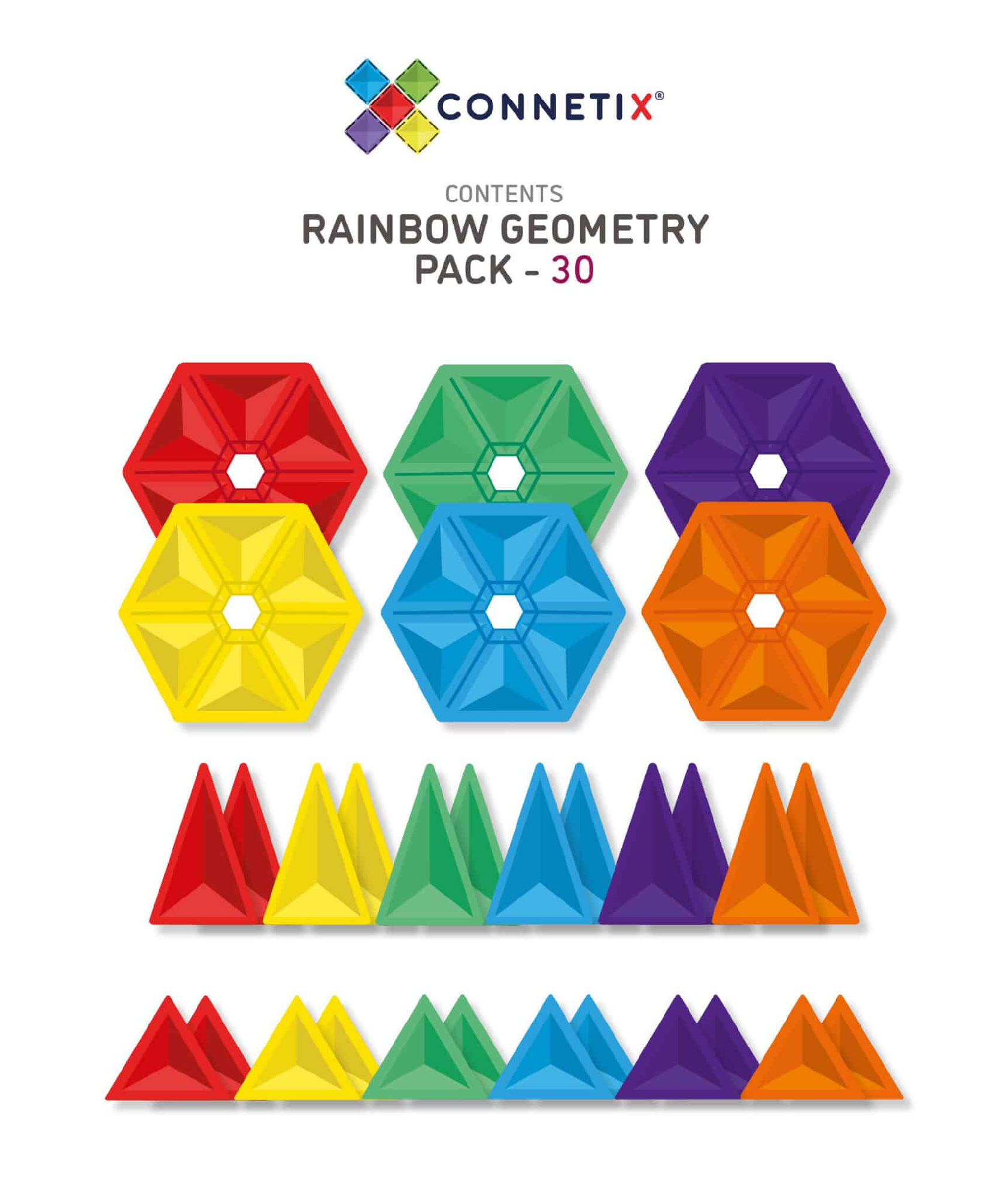 CONNETIX - RAINBOW GEOMETRY PACK | 30 PIECE