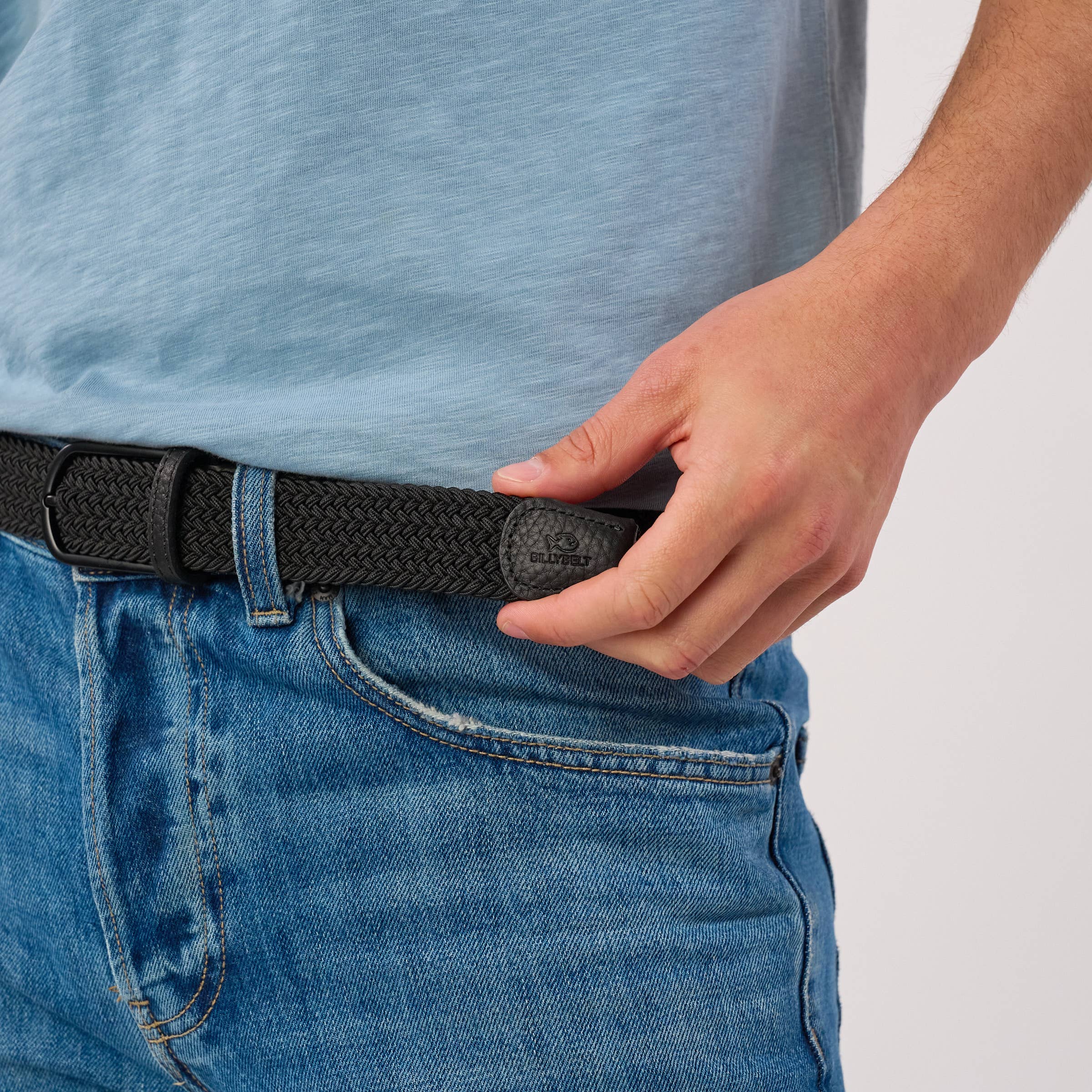 BILLYBELT Elastic Braided Belt All Black