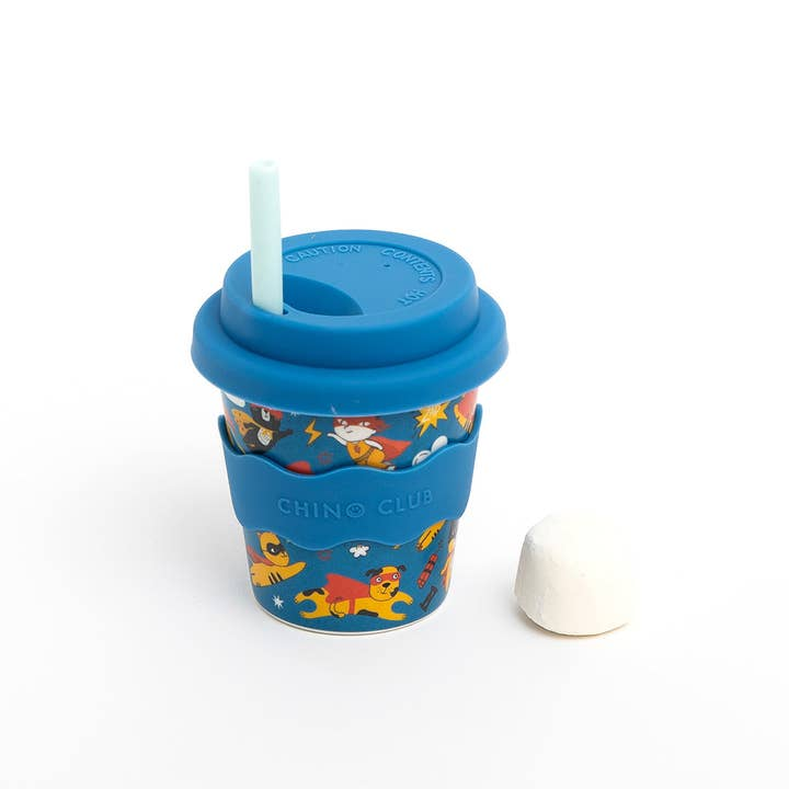 CHINO CLUB - BAMBOO BABY CHINO CUP | 4 OZ | SUPERHERO (INCL. STRAW)