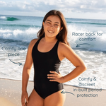 AZURE BELLE - ALLAMANDA TEEN ONE PIECE PERIOD SWIMSUIT BLACK [SIZE:TEEN | 10]