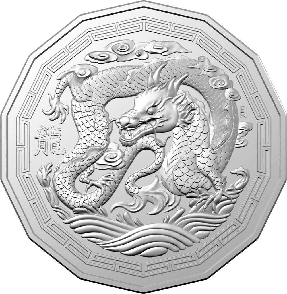 ROYAL AUSTRALIAN MINT - LUNAR CALENDAR | YEAR OF THE DRAGON | 2024 50C UNCIRCULATED TETRA DECAGON COIN