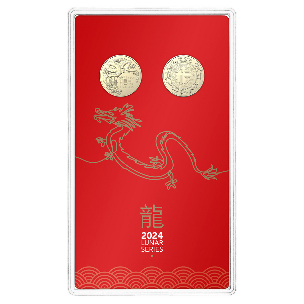 ROYAL AUSTRALIAN MINT - LUNAR CALENDAR | YEAR OF THE DRAGON | 2024 $1 UNCIRCULATED 2 COIN SET