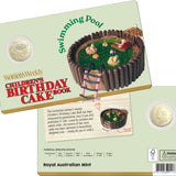 ROYAL AUSTRALIAN MINT - AWW CHILDREN'S BIRTHDAY COOKBOOK | 2025 $1 ALBR UNCIRCULATED COIN | SWIMMING POOL