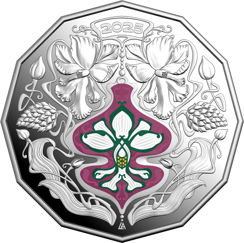 ROYAL AUSTRALIAN MINT -  2025 50C COLOURED FINE SILVER PROOF COIN | CHRISTMAS FESTIVE FLORALS