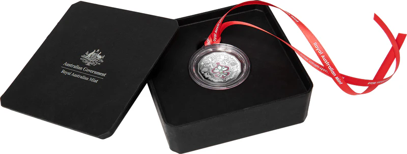 ROYAL AUSTRALIAN MINT -  2025 50C COLOURED FINE SILVER PROOF COIN | CHRISTMAS FESTIVE FLORALS