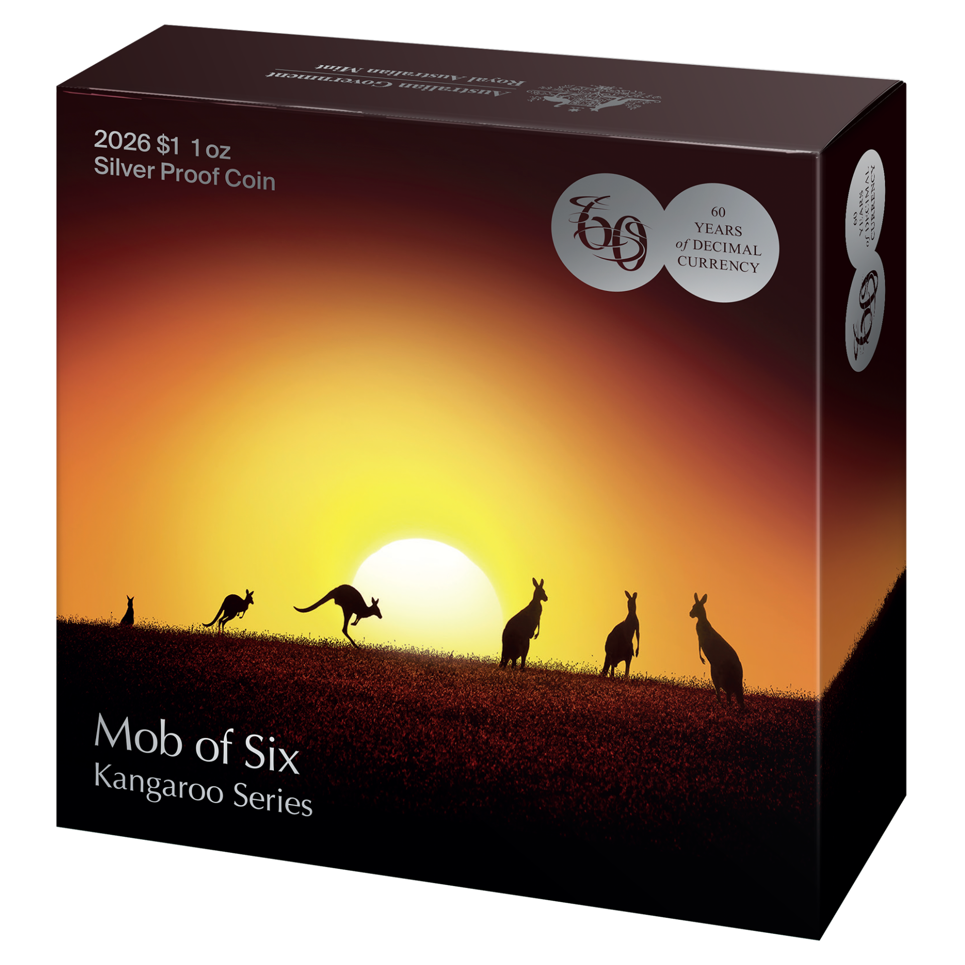 ROYAL AUSTRALIAN MINT - 2026 $1 1OZ FINE SILVER PROOF COIN – KANGAROO SERIES MOB OF SIX