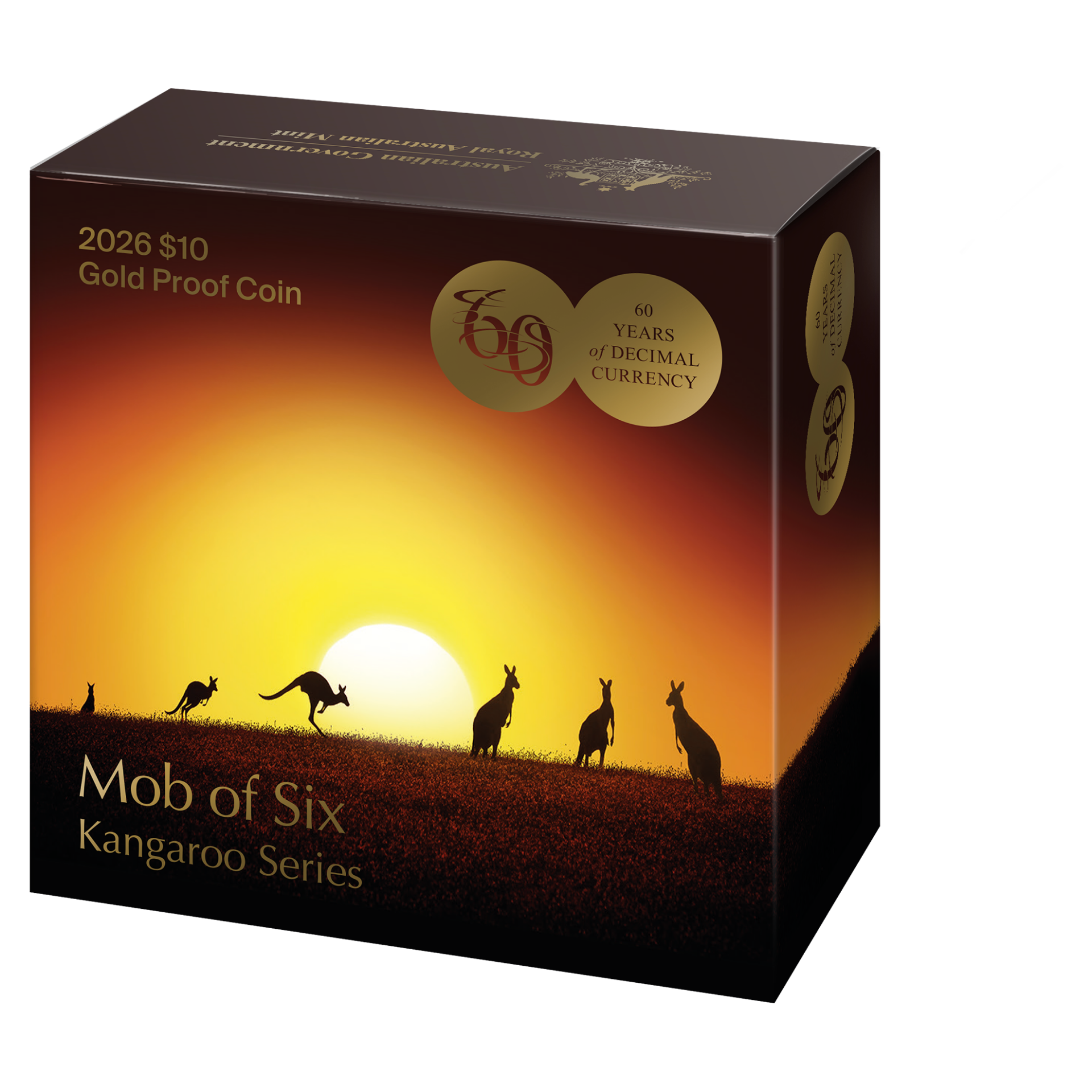 ROYAL AUSTRALIAN MINT - 2026 $10 1/10OZ GOLD PROOF COIN – KANGAROO SERIES MOB OF SIX