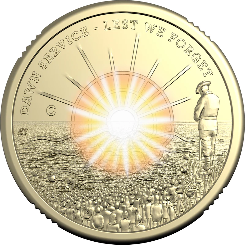 ROYAL AUSTRALIAN MINT - DAWN SERVICE 2026 $2 C MINTMARK COLOURED UNCIRCULATED COIN IN CARD