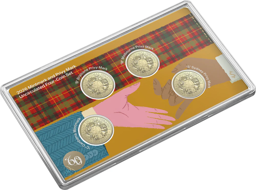 ROYAL AUSTRALIAN MINT - 2026 $1 MINTMARK AND PRIVY MARK 4 COIN SET | 60TH ANNIVERSARY OF DECIMAL CURRENCY