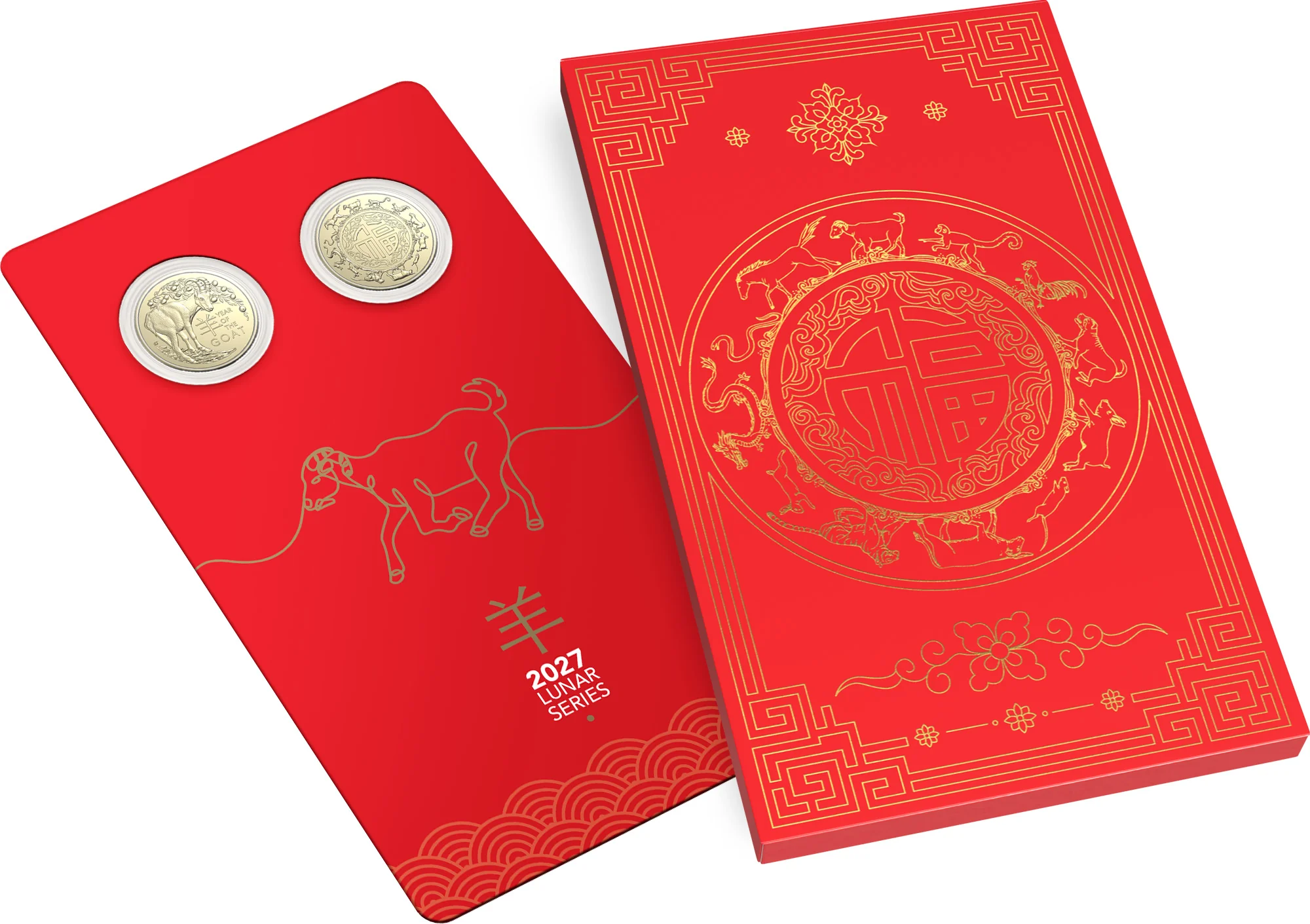 ROYAL AUSTRALIAN MINT - 2027 $1 LUNAR SERIES - YEAR OF THE GOAT UNCIRCULATED TWO-COIN SET
