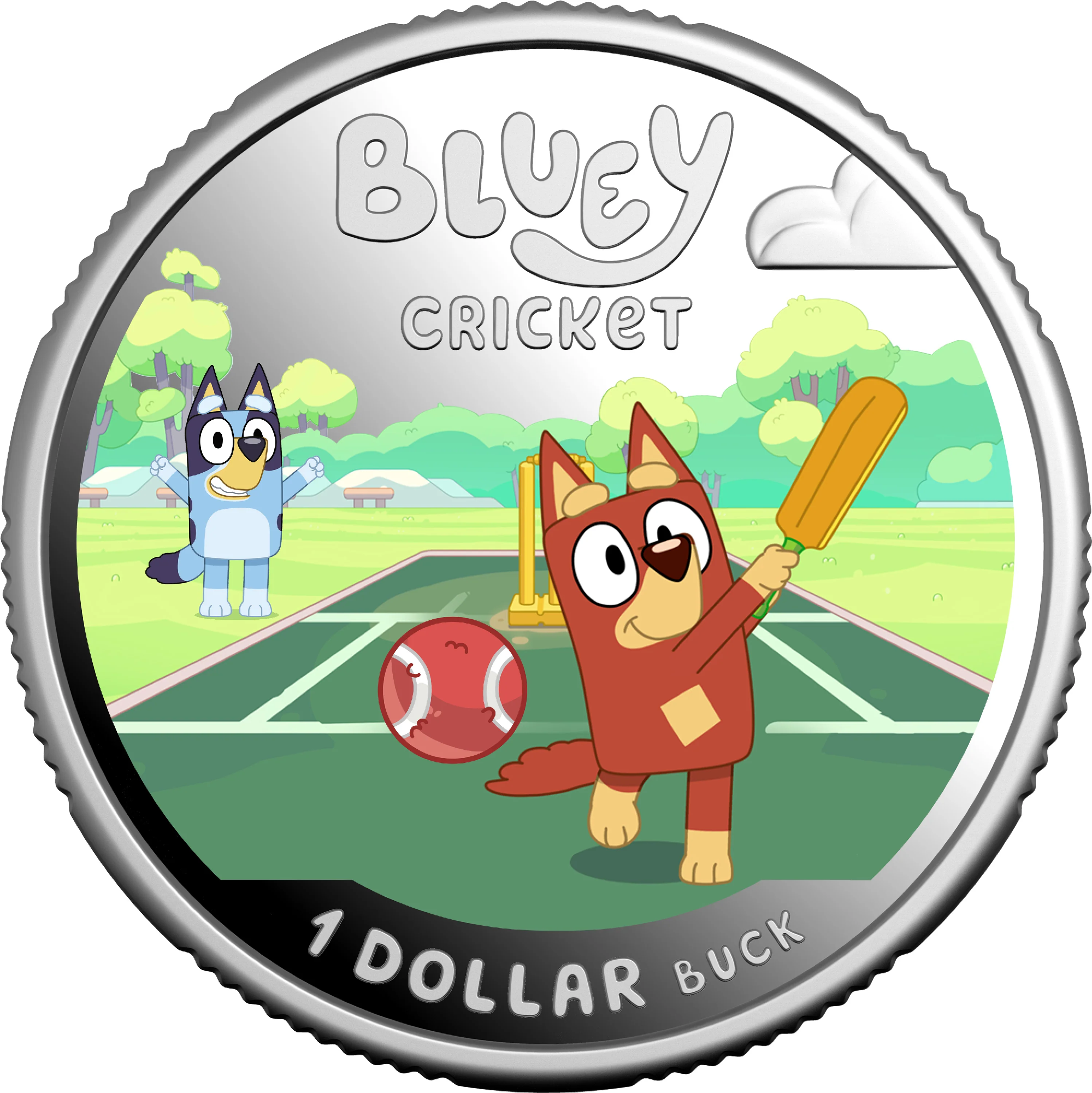ROYAL AUSTRALIAN MINT - 2027 $1 COLOURED SILVER PROOF COIN | BLUEY CRICKET