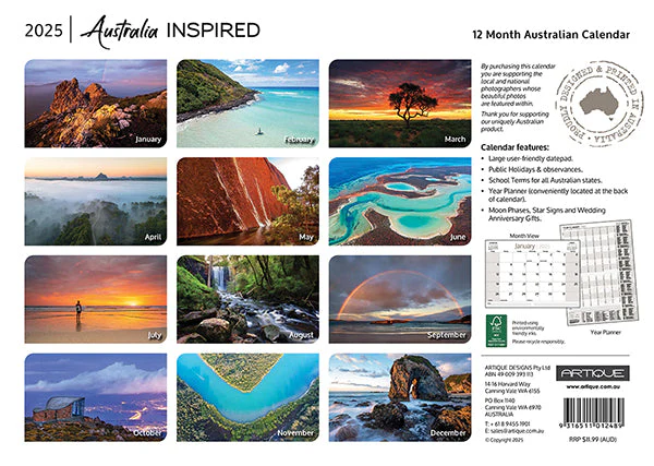 ARTIQUE - 2025 WALL CALENDAR | AUSTRALIA INSPIRED