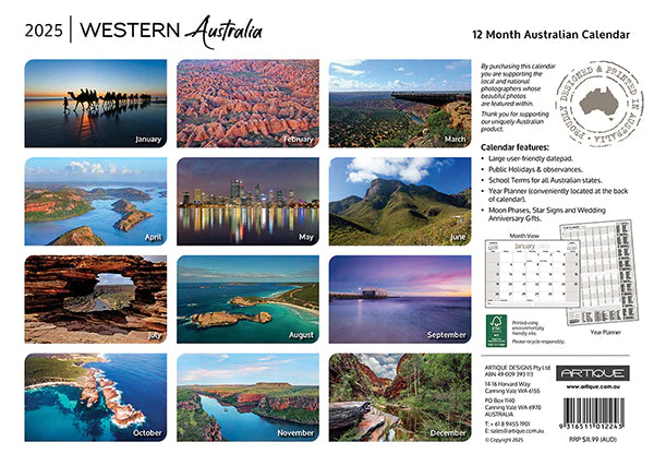 ARTIQUE - 2025 WALL CALENDAR | WESTERN AUSTRALIA