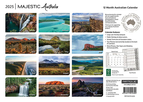 ARTIQUE - 2025 WALL CALENDAR | MAJESTIC AUSTRALIA