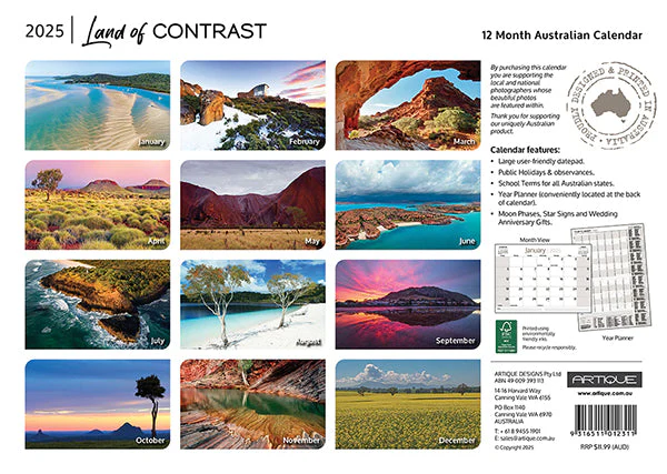 ARTIQUE - 2025 WALL CALENDAR | LAND OF CONTRAST