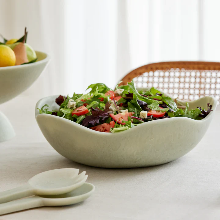 MADRAS LINK - ARIES SAGE GREEN WAVY SALAD BOWL | HANDMADE RESIN