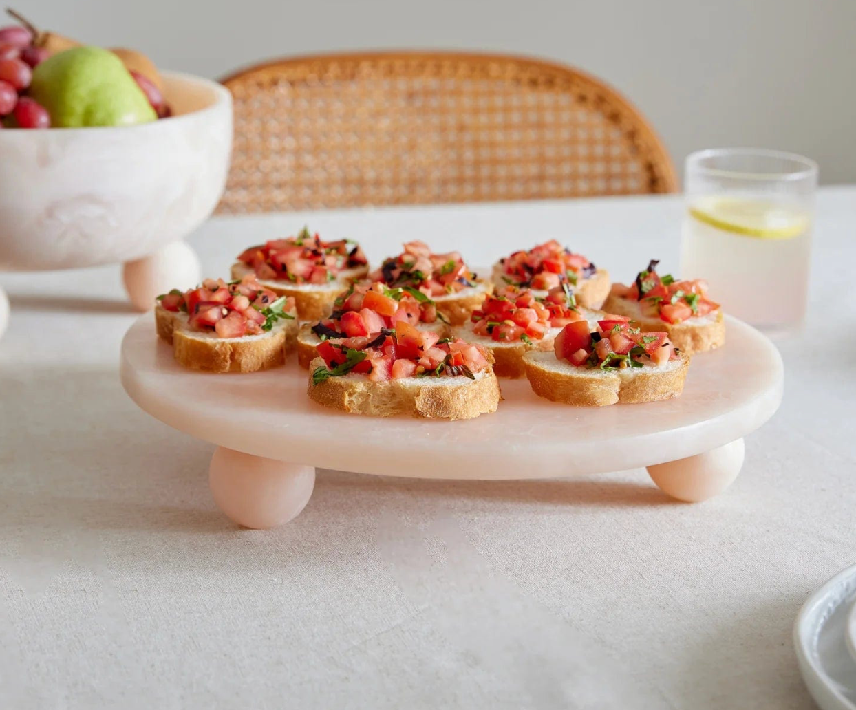 MADRAS LINK - ARIES PINK ROUND FOOTED PLATTER | HANDMADE RESIN