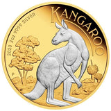 THE PERTH MINT - AUSTRALIAN KANGAROO 2023 2OZ SILVER REVERSE GILDED COIN