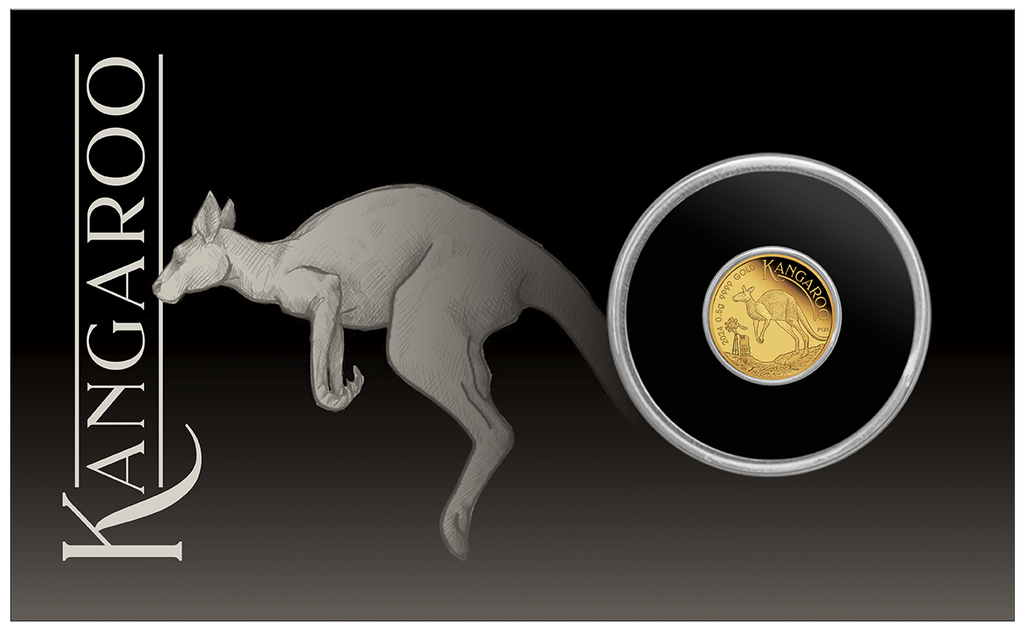 THE PERTH MINT - MINI ROO 2024 0.5G GOLD PROOF COIN IN CARD