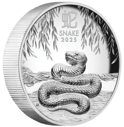 THE PERTH MINT - 2025 YEAR OF THE SNAKE 1OZ SILVER PROOF HIGH RELIEF COIN