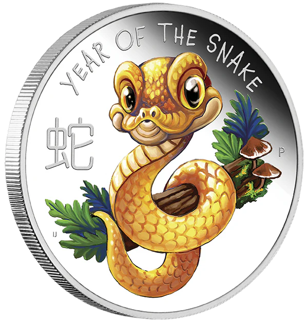 THE PERTH MINT - 2025 BABY SNAKE 1/2OZ SILVER PROOF COLOURED COIN