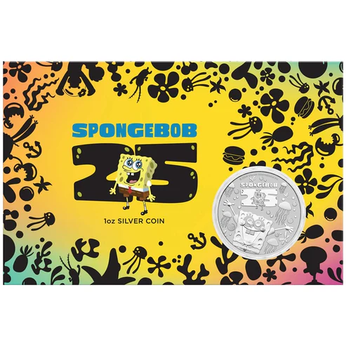 THE PERTH MINT - SPONGEBOB SQUAREPANTS 25TH ANNIVERSARY 2024 1OZ SILVER COIN 