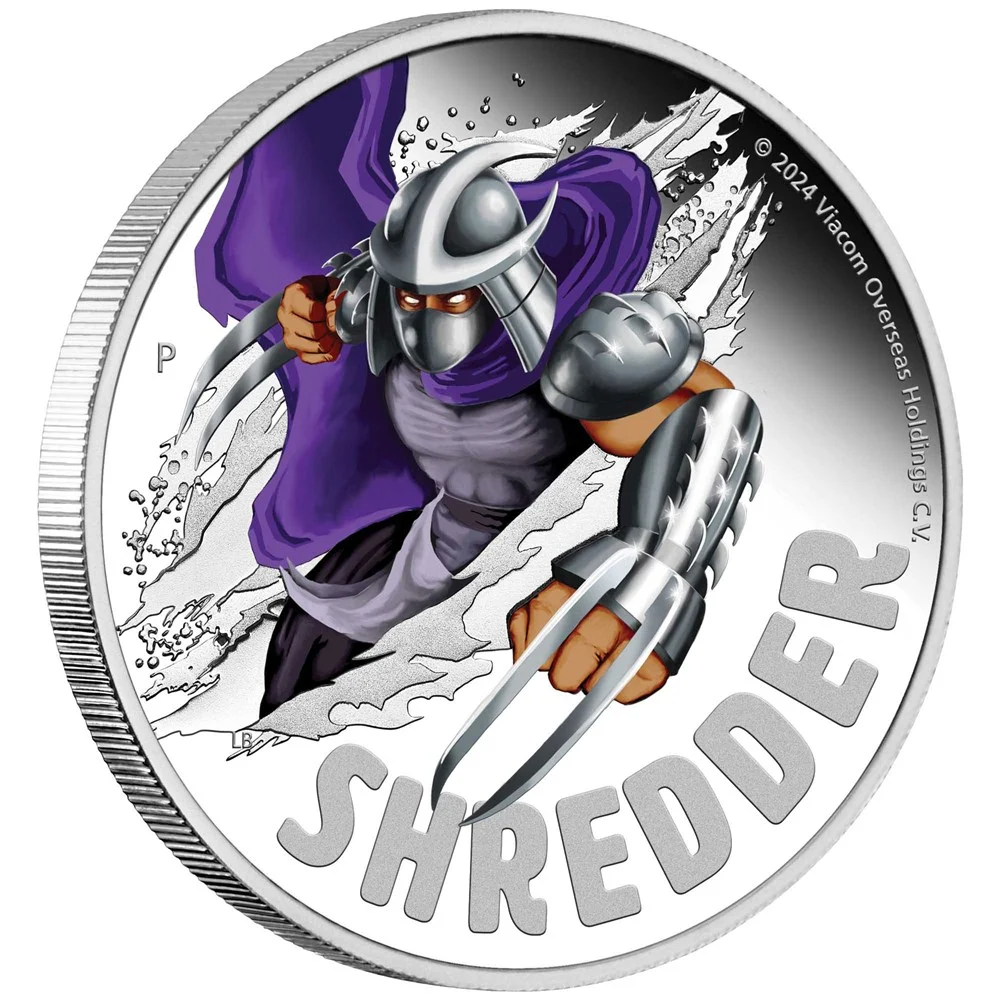 THE PERTH MINT - TEENAGE MUTANT NINJA TURTLES | SHREDDER 2024 1OZ SILVER PROOF COLOURED COIN