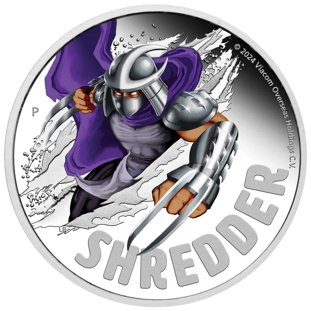 THE PERTH MINT - TEENAGE MUTANT NINJA TURTLES | SHREDDER 2024 1OZ SILVER PROOF COLOURED COIN