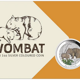 THE PERTH MINT - WOMBAT 2024 1OZ SILVER COLOURED COIN IN CARD