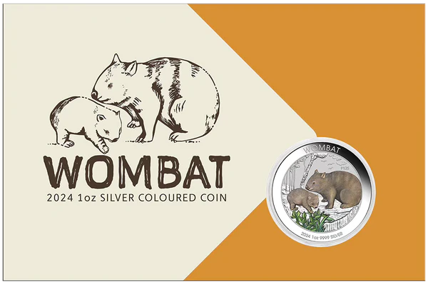 THE PERTH MINT - WOMBAT 2024 1OZ SILVER COLOURED COIN IN CARD