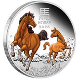 THE PERTH MINT - AUSTRALIAN LUNAR SERIES III 2026 YEAR OF THE HORSE 1OZ SILVER PROOF COLOURED COIN