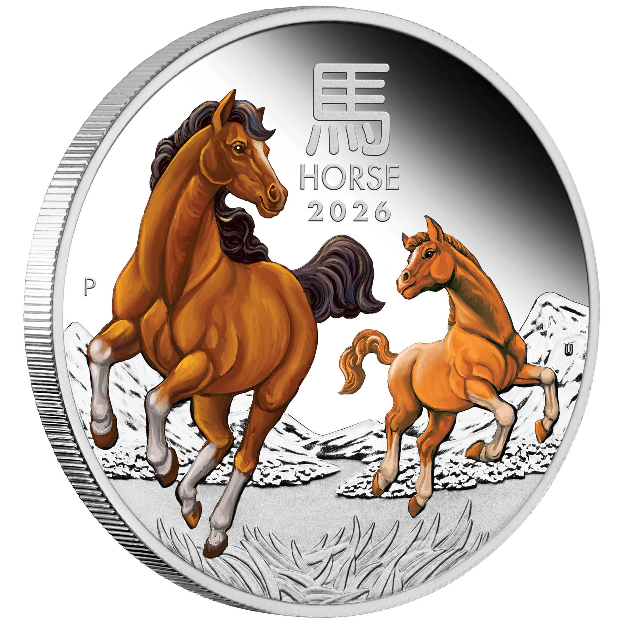 THE PERTH MINT - AUSTRALIAN LUNAR SERIES III 2026 YEAR OF THE HORSE 1OZ SILVER PROOF COLOURED COIN