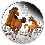 THE PERTH MINT - AUSTRALIAN LUNAR SERIES III 2026 YEAR OF THE HORSE 1OZ SILVER PROOF COLOURED COIN