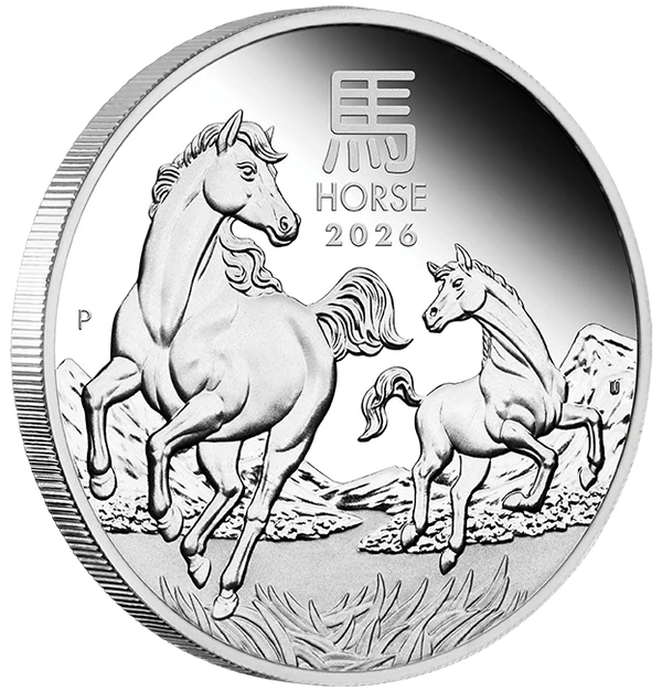 THE PERTH MINT - AUSTRALIAN LUNAR SERIES III 2026 YEAR OF THE HORSE 1/2OZ SILVER PROOF COIN