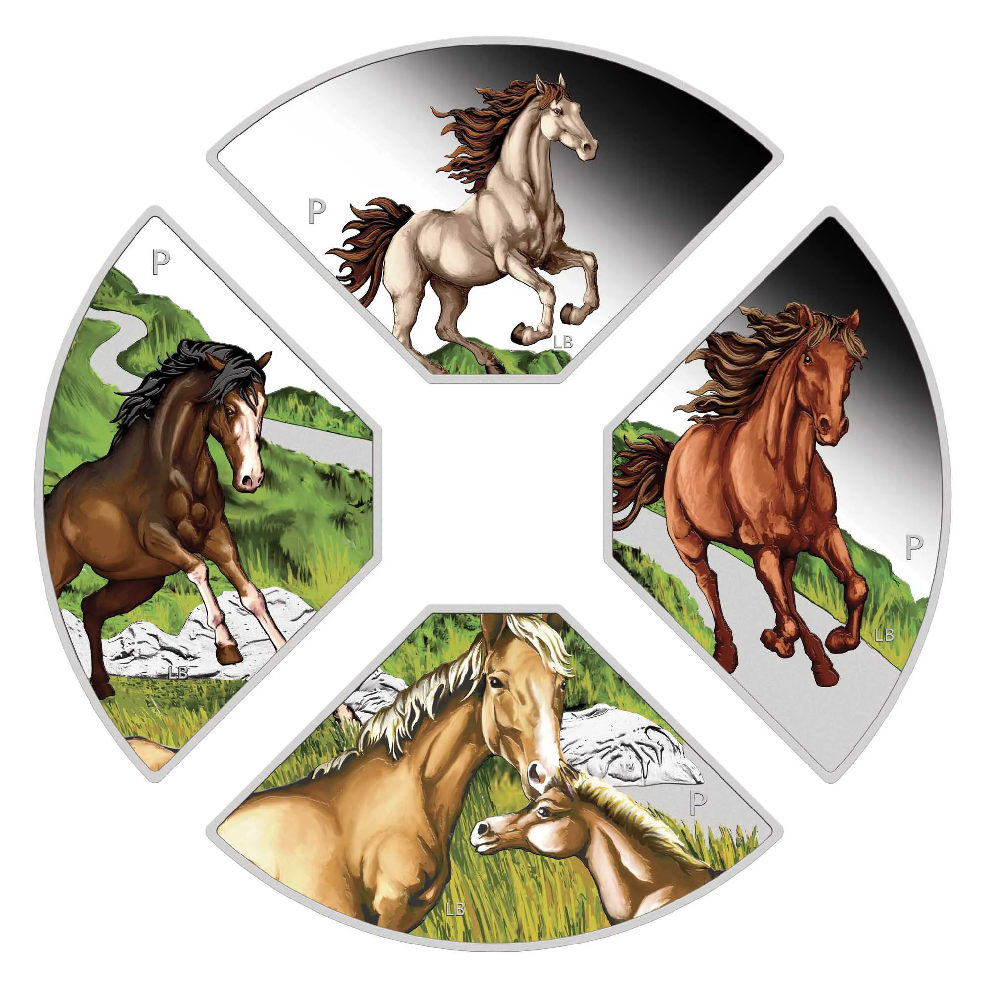 THE PERTH MINT - YEAR OF THE HORSE QUADRANT 2026 1OZ SILVER PROOF COLOURED FOUR-COIN SET