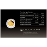 THE PERTH MINT - MINI ROO 2026 0.5G GOLD PROOF COIN IN CARD