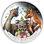 THE PERTH MINT - HAPPY BIRTHDAY 2026 1/2OZ SILVER PROOF COLOURED COIN IN CARD