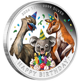 THE PERTH MINT - HAPPY BIRTHDAY 2026 1/2OZ SILVER PROOF COLOURED COIN IN CARD