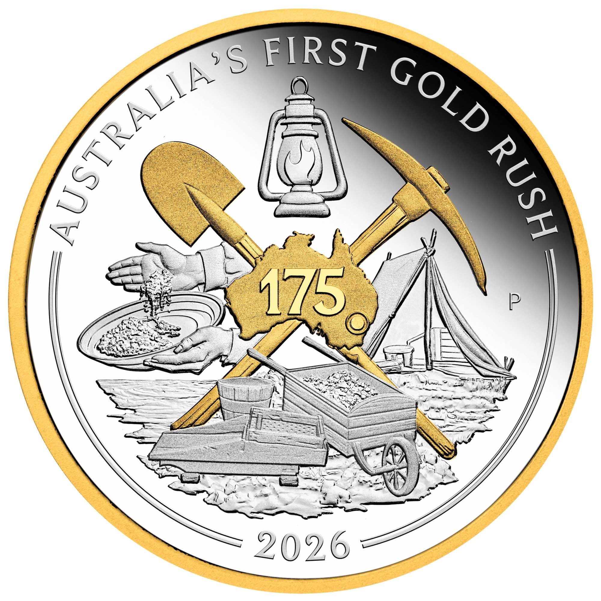 THE PERTH MINT - AUSTRALIA'S FIRST GOLD RUSH 175TH ANNIVERSARY 2026 1OZ SILVER PROOF GILDED COIN