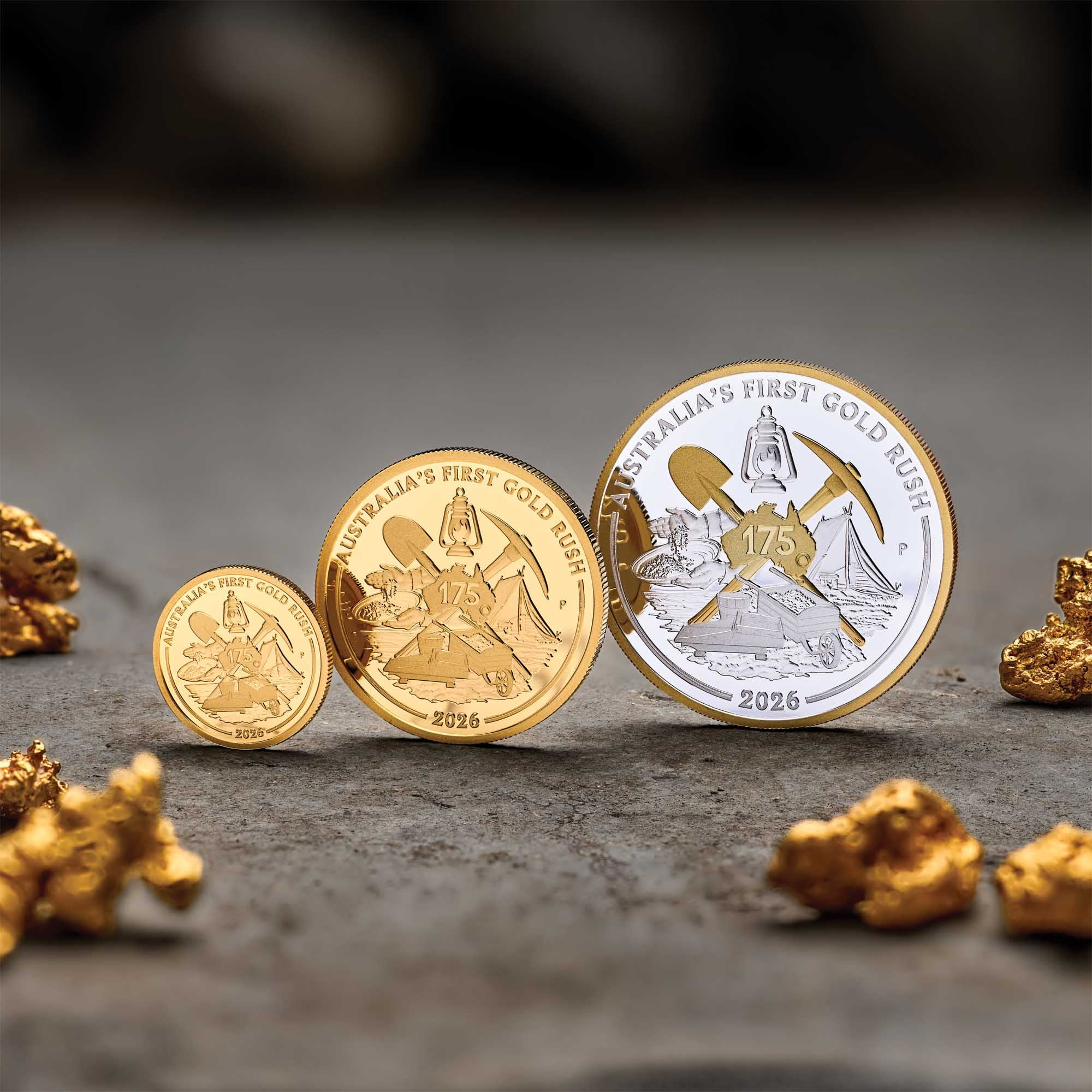 THE PERTH MINT - AUSTRALIA'S FIRST GOLD RUSH 175TH ANNIVERSARY 2026 1OZ SILVER PROOF GILDED COIN
