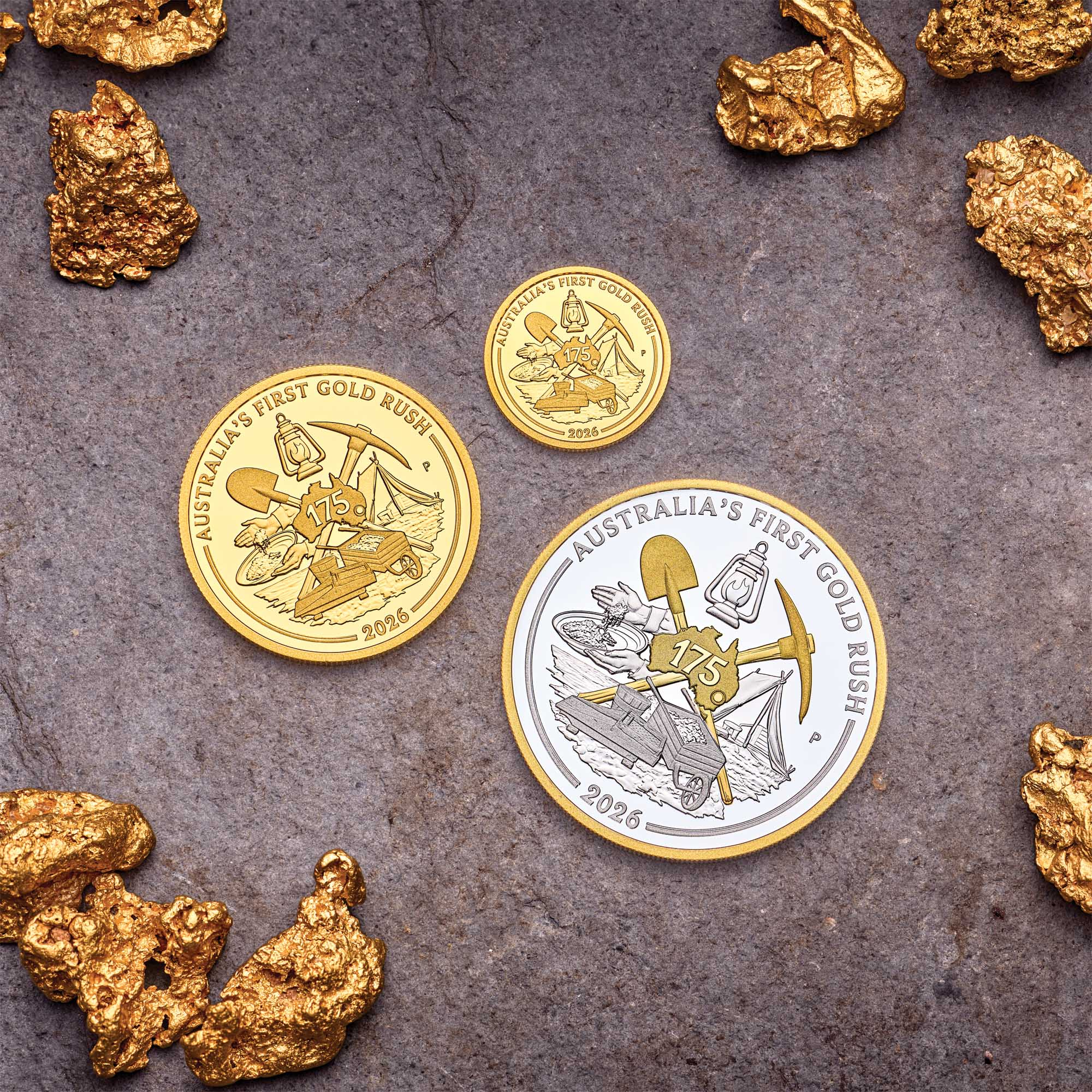 THE PERTH MINT - AUSTRALIA'S FIRST GOLD RUSH 175TH ANNIVERSARY 2026 1OZ SILVER PROOF GILDED COIN