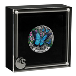 THE PERTH MINT - BUTTERFLY 2026 2OZ SILVER ANTIQUED COLOURED COIN 