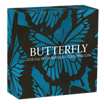 THE PERTH MINT - BUTTERFLY 2026 2OZ SILVER ANTIQUED COLOURED COIN 