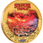 THE PERTH MINT - STRANGER THINGS - HAWKINS 2026 GOLD PLATED COLLECTOR'S COIN IN CARD
