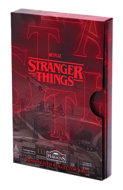 THE PERTH MINT - STRANGER THINGS - HAWKINS 2026 GOLD PLATED COLLECTOR'S COIN IN CARD